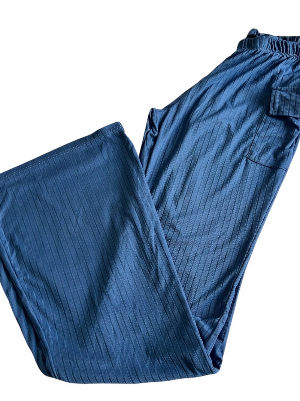 Rainbow Women's Ribbed Navy Blue Joggers with Elastic Waist